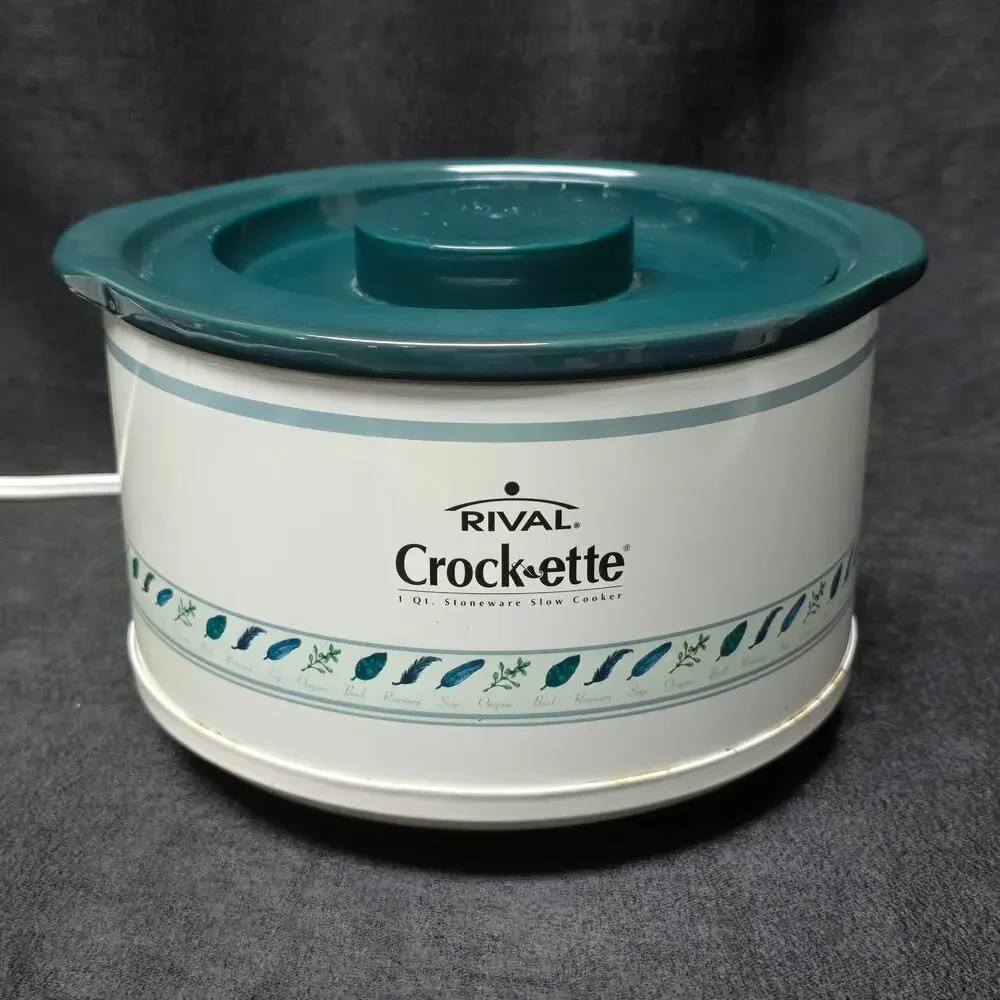 Vintage Rival Crock-ette 1 Qt. Stoneware Slow Cooker Crock Pot & Lid SCR100